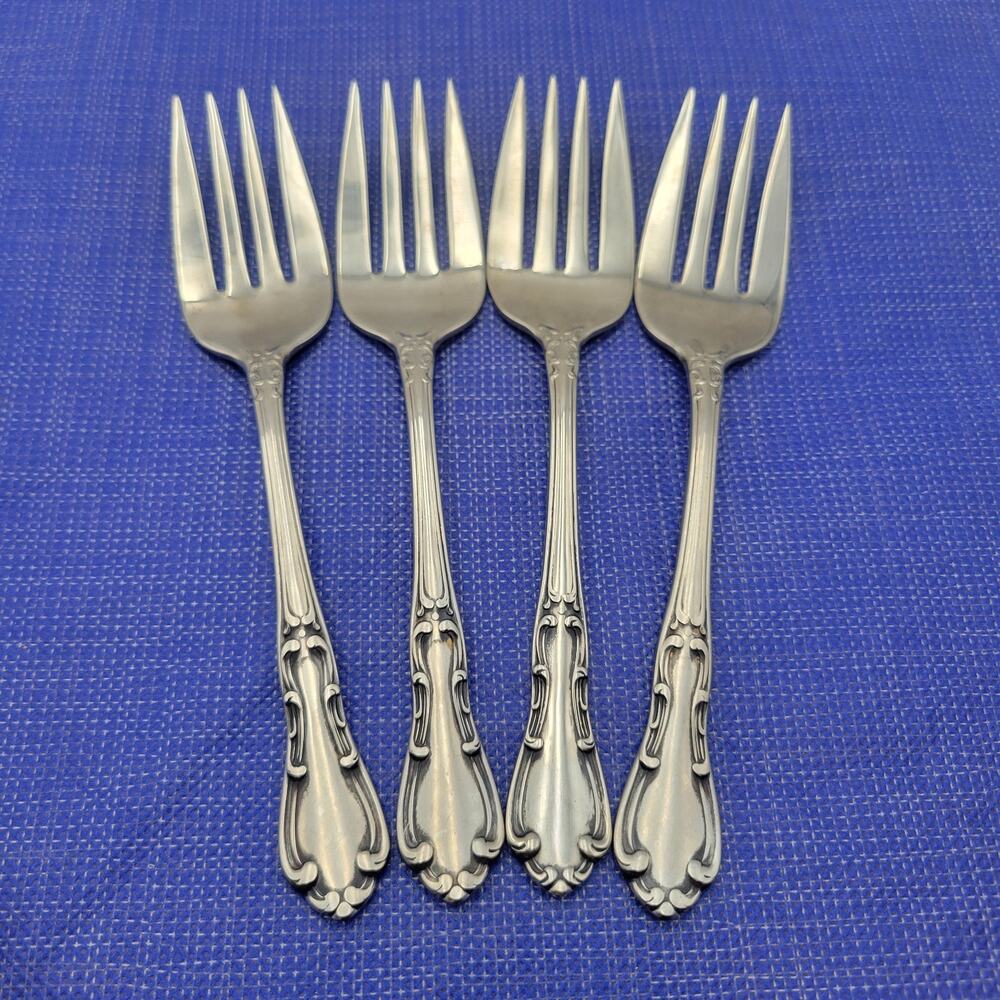 Set of 4 Towle Silver Merrimack Stainless Steel USA Salad Fork